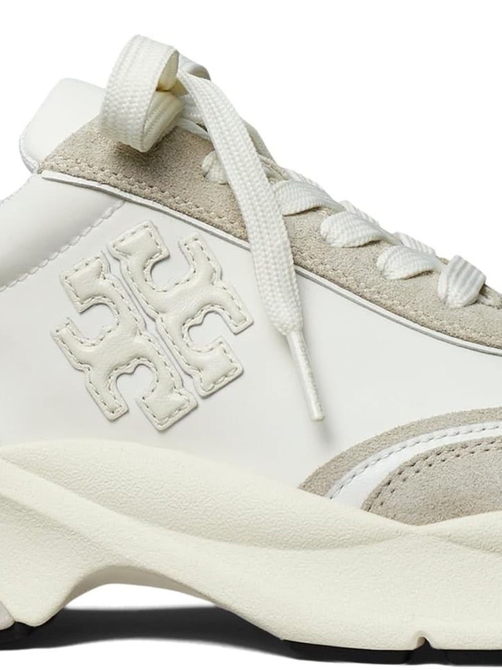 Tory Burch Cream and Beige Leather Suede Sneakers